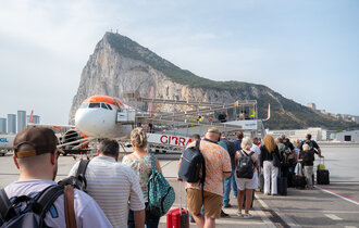 Flight Departure from Gibraltar International Airport GIB, Gibraltar.