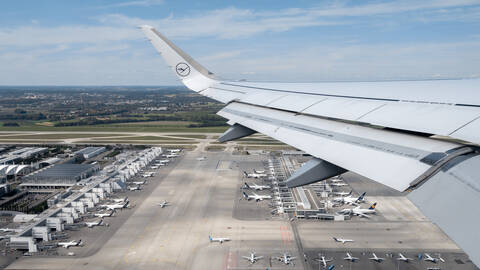 MUC Airport, Terminal 2 with Satellite Building, Munich, Germany.
