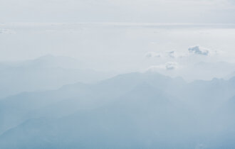 Taradake Prefectural Natural Park, seen from aircraft, Japan.